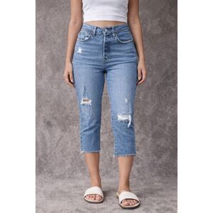 Levi’s 501 Distressed Medium Wash Button Fly Raw Hem Jeans Size 27 #774